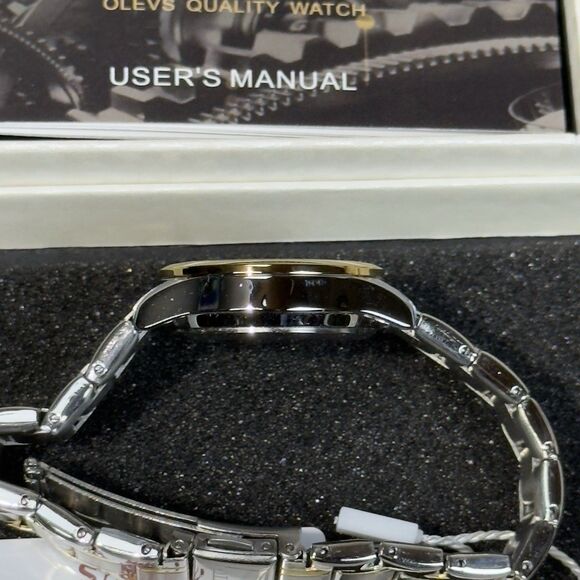 OLEVS Women’s Quartz Watch Black Dial Two-Tone Stainless Steel Date Day 5567L - Picture 6 of 12